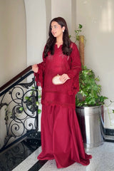 Zeenat Atelier | MAROON CHIKANKARI | 2-PC SET