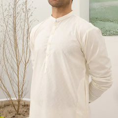 Bosky White Cotton Embroidered Kurta Trouser - Men