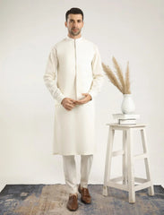 Bosky White Soft Cotton Kurta Trouser with Waistcoat - Men