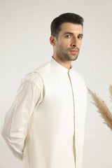 Bosky White Soft Cotton Kurta Trouser with Waistcoat - Men