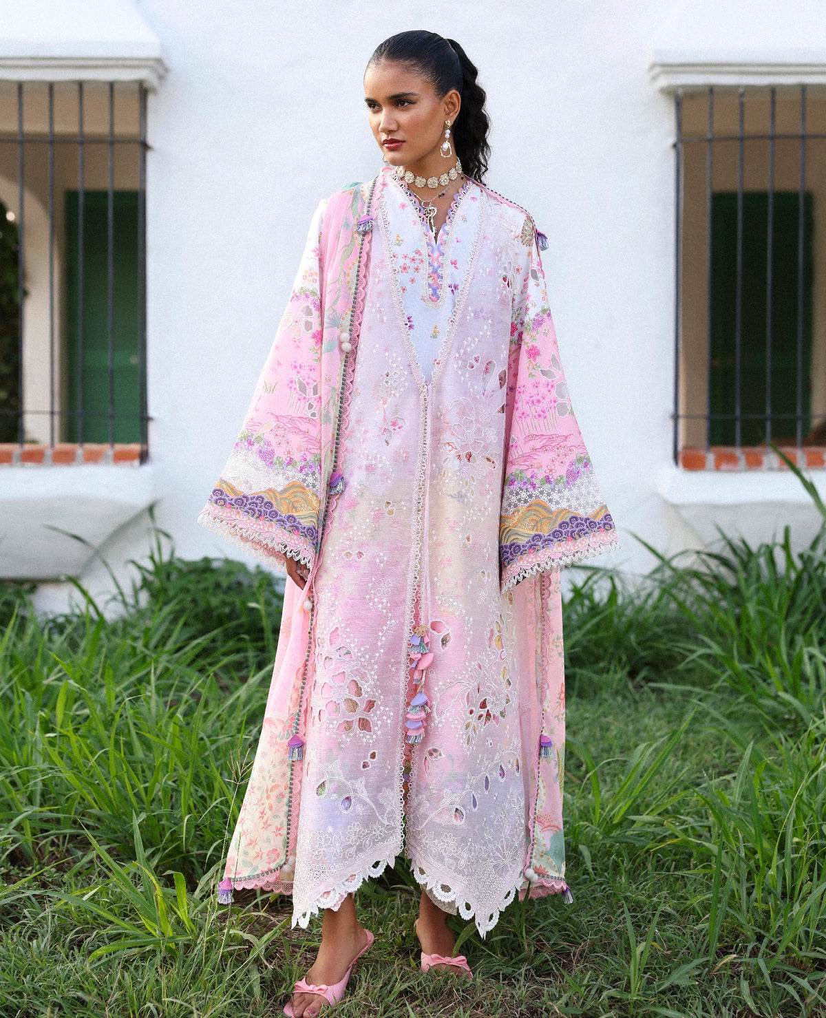 Republic Womenswear | Embroidered Pret Vol-ll '26 | Crimson Camellia
