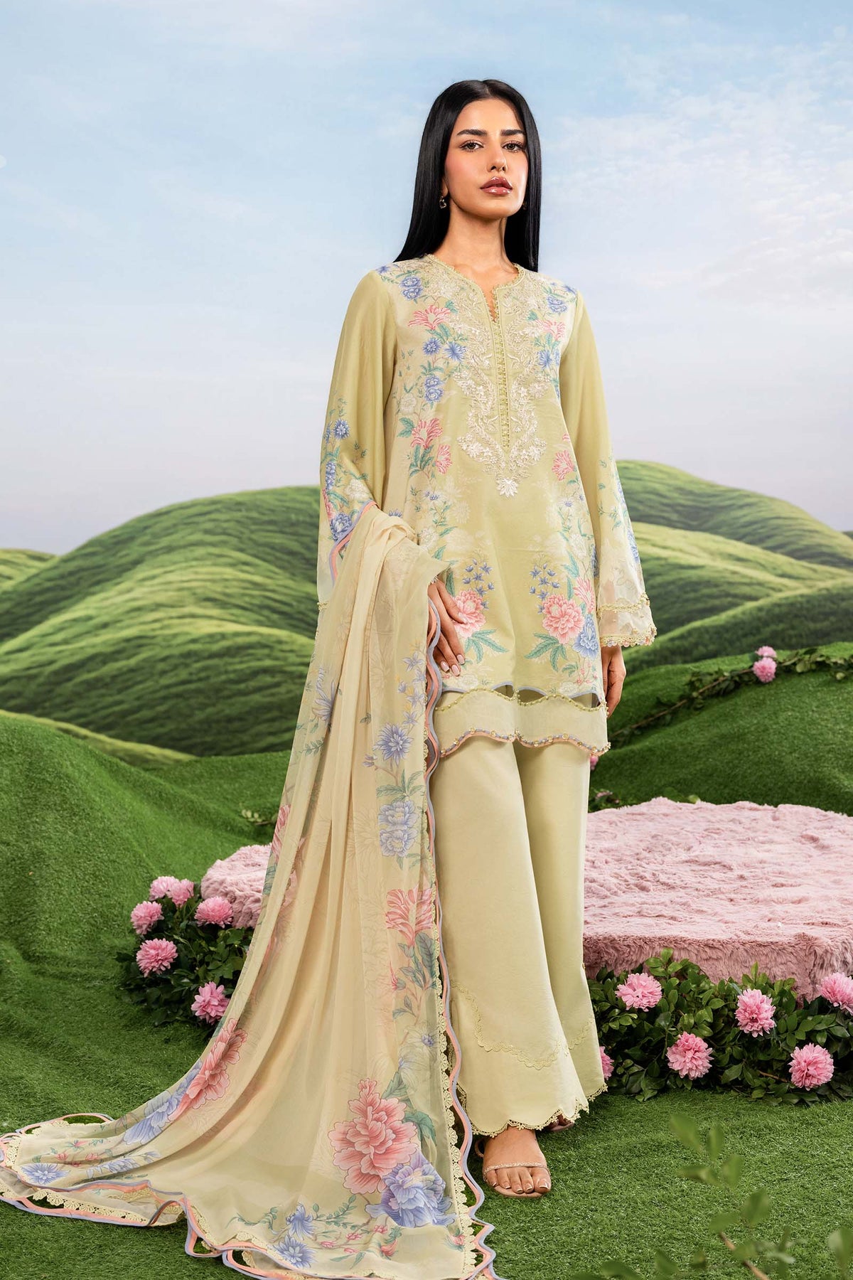 Maria B | M Basics Dreamscape Eid Lawn | MB-CUSV14-11A