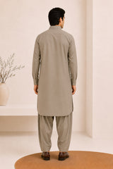 Sand Beige French Collar Kameez Shalwar - Men