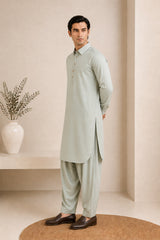 Ash Mint French Collar Kameez Shalwar - Men