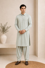 Ash Mint French Collar Kameez Shalwar - Men