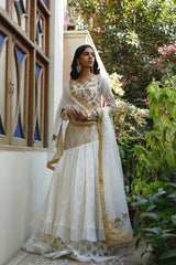 Wahajmkhan | Bahar Begum Formals | WHITE GOLD MERMAID LC