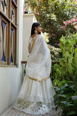 Wahajmkhan | Bahar Begum Formals | WHITE GOLD MERMAID LC
