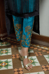 Wahajmkhan | Bahar Begum Formals | BLACK TURQUOISE BEGUM JORA