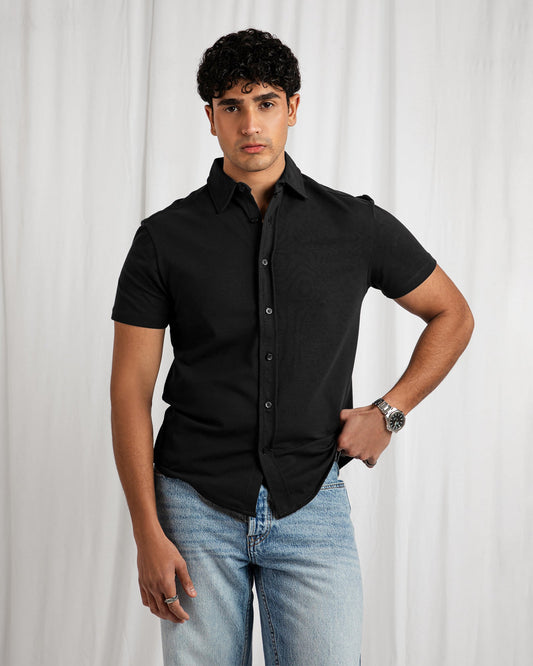 Engine Men Black Button Down