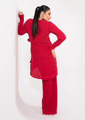 Maria Osama Khan | Claire Pleated Silk | Scarlet