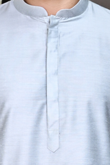 Men Grey Raw Silk Kurta Pajama