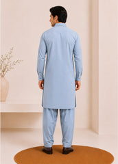 Powder Blue French Collar Kameez Shalwar - Men