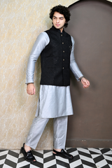 Men's Black Embroidered Waist coat