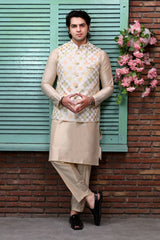 Multi-Colored Machine Embroidered Bundi Waist Coat