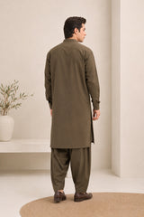 Olive Green Kurta Trouser/Shalwar - Men