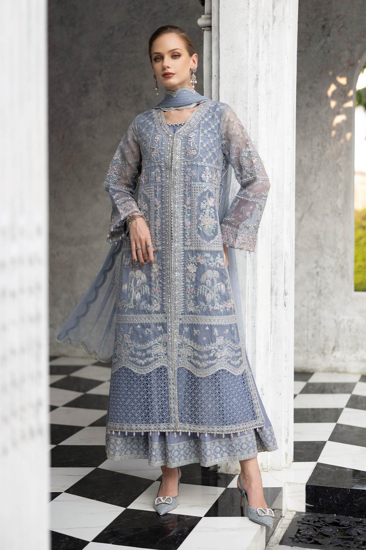 Maria B | Modern Archives | 3 Piece Embroidered Organza Suit