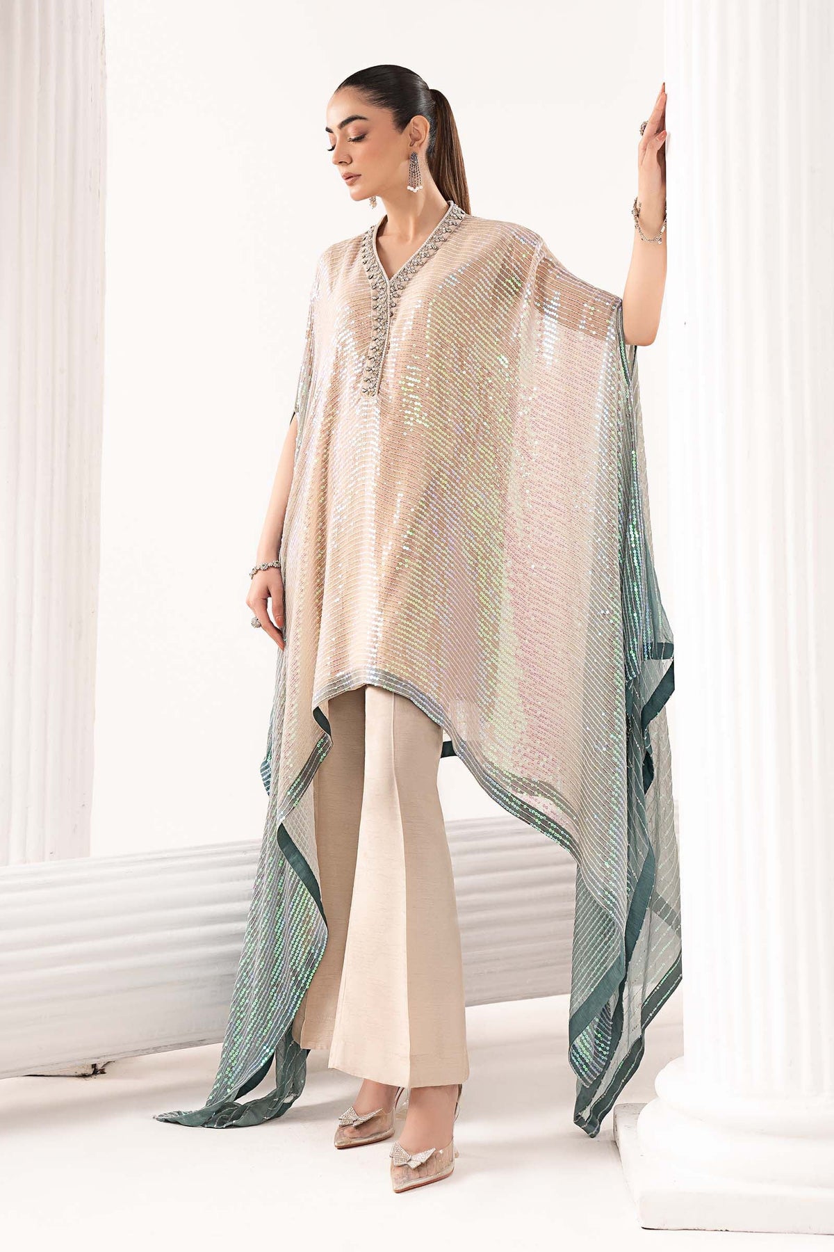 Maria B | Luxury Formals | SF-EF26-11-Beige and Green
