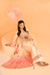 Imrozia Premium | Amelia Printed Silk | SP-152 Peach Étoile