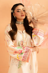 Imrozia Premium | Amelia Printed Silk | SP-152 Peach Étoile