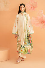Imrozia Premium | Amelia Printed Silk | SP-153 Ivory Botanica