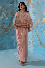 Wardha Saleem | Luxury Pret Fusion Wear | ROSALIE - FORMAL CAPE WITH DRAPE (2 PC)