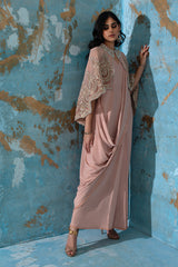 Wardha Saleem | Luxury Pret Fusion Wear | ROSALIE - FORMAL CAPE WITH DRAPE (2 PC)
