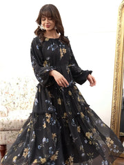 Sowears | Aurema Black Floral | Long Dress