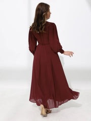 Sowears | Gracie Maroon Solid | Long Dress
