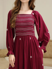 Sowears | Taflen Plum Embroidered | Smoked Dress