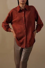 LAMA CUT-HEM SUEDE SHIRT For Women