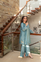 Wahaj M Khan | The Print Story |    Periwinkle Sheesha Jacket