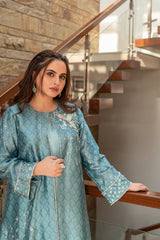 Wahaj M Khan | The Print Story |    Periwinkle Sheesha Jacket