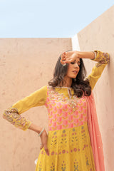 Wahaj M Khan | The Print Story |   Yellow Printed TPS Anarkali