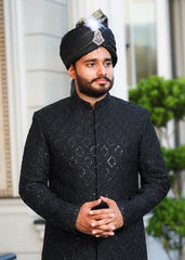 BLACK SHERWANI RF01 - Azlan Shahzad