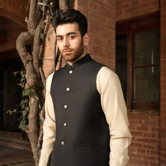 Black Opal Suiting Waistcoat - Round Cut - Men