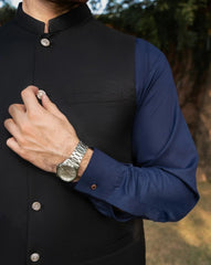 Black Opal Suiting Waistcoat - Round Cut - Men