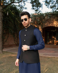Black Opal Suiting Waistcoat - Round Cut - Men