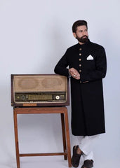 MENS BLACK SHERWANI - Yes the instyle