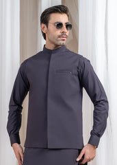 Burgundy Luxury Formal Kameez Shalwar with Blended Waistcoat - 3PC