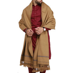 Kamaal Khan Peshawari Men's Shawl - Dhussa - Honey Brown