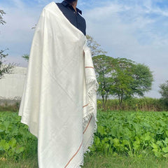 Kamaal Khan Swati Dhussa Shawl - White