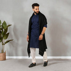 Kamaal Khan Kashmiri Soft & Warm Wool Shawl For Men - Black