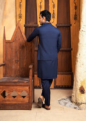 Boski Navy Blue Kurta Trouser with Suiting Waistcoat