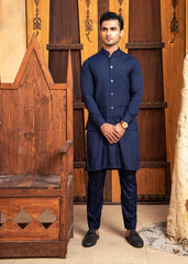 Boski Navy Blue Kurta Trouser with Suiting Waistcoat