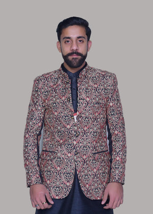 Dress Designers Maroon Multicolor Prince Coat