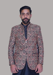 Dress Designers Maroon Multicolor Prince Coat