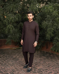 Dark Brown Kurta Trouser/Shalwar - Men