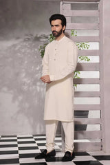 (3 Piece) - Brown Raw Silk Kurta Pyjama with Prince Coat