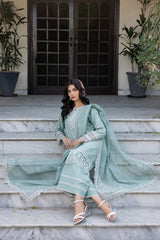 Farasha | Bahaar Embroidered Lawn | Aqua Pearl