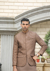 Abdullah Amin By Muraqsh Brown Sequin Embroidered Prince Coat - Men